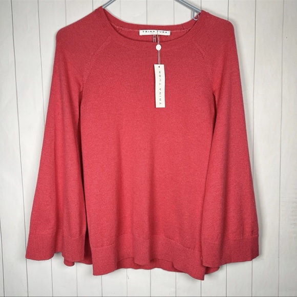 Trina Turk Batwing Sweater Open Drape Sleeve Pink Knit Quiet Luxury Lagenlook XS - Picture 11 of 11